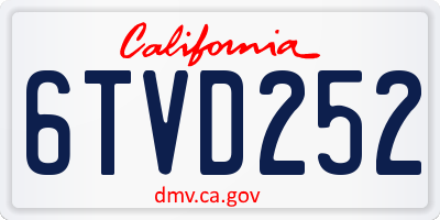 CA license plate 6TVD252