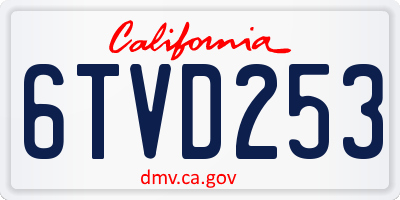 CA license plate 6TVD253