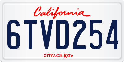 CA license plate 6TVD254