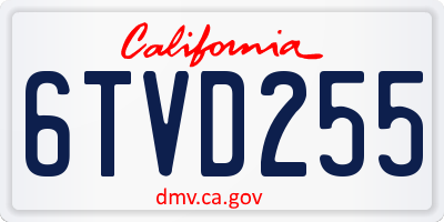 CA license plate 6TVD255