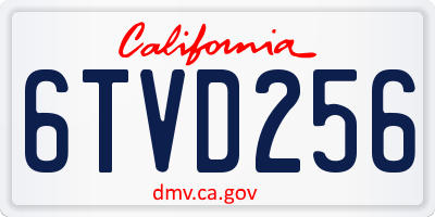 CA license plate 6TVD256