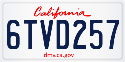 CA license plate 6TVD257