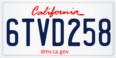 CA license plate 6TVD258