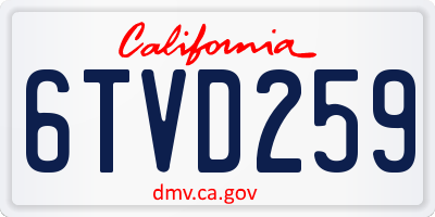 CA license plate 6TVD259