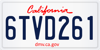 CA license plate 6TVD261