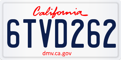 CA license plate 6TVD262