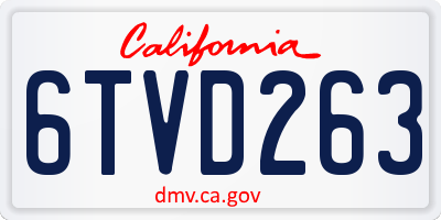 CA license plate 6TVD263