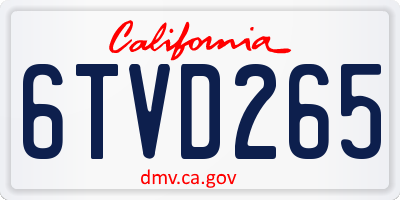 CA license plate 6TVD265