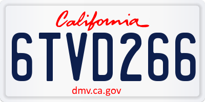 CA license plate 6TVD266