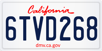 CA license plate 6TVD268