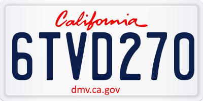 CA license plate 6TVD270