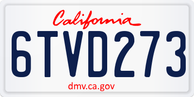 CA license plate 6TVD273