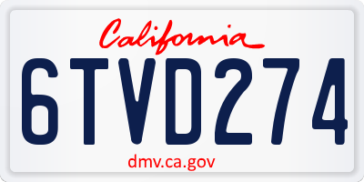 CA license plate 6TVD274