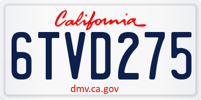 CA license plate 6TVD275