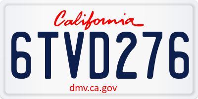 CA license plate 6TVD276