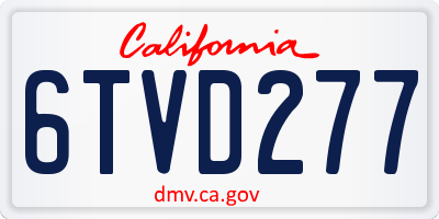 CA license plate 6TVD277