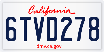 CA license plate 6TVD278