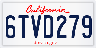 CA license plate 6TVD279