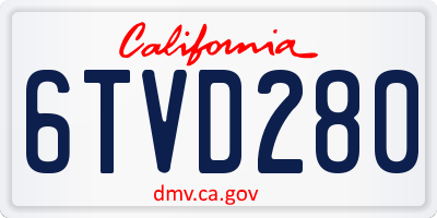 CA license plate 6TVD280