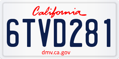 CA license plate 6TVD281