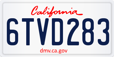 CA license plate 6TVD283