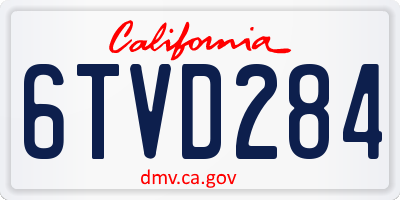 CA license plate 6TVD284