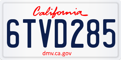 CA license plate 6TVD285