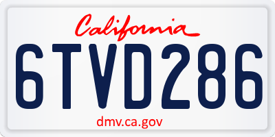 CA license plate 6TVD286