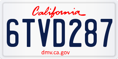 CA license plate 6TVD287