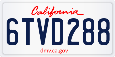 CA license plate 6TVD288