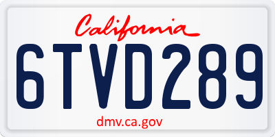 CA license plate 6TVD289