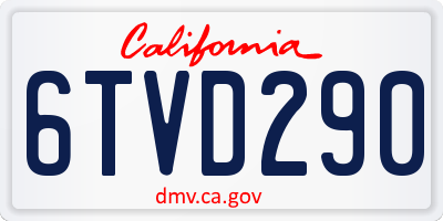 CA license plate 6TVD290