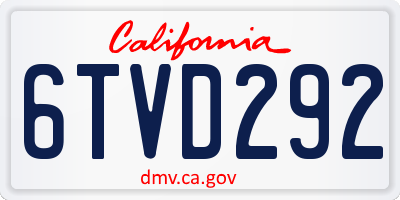 CA license plate 6TVD292