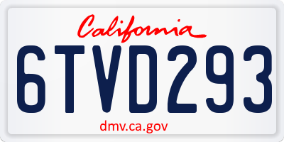 CA license plate 6TVD293