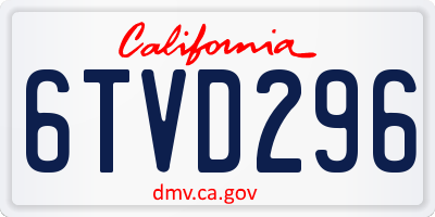 CA license plate 6TVD296