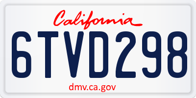 CA license plate 6TVD298