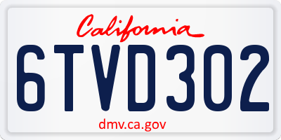 CA license plate 6TVD302