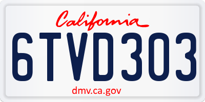 CA license plate 6TVD303