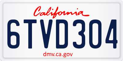 CA license plate 6TVD304