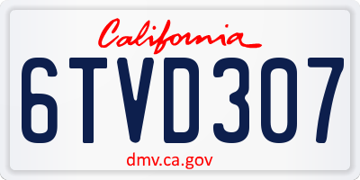 CA license plate 6TVD307