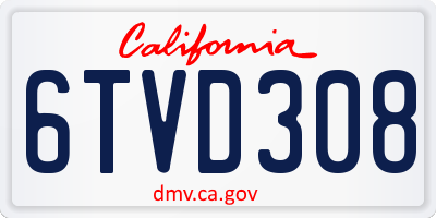 CA license plate 6TVD308