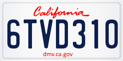 CA license plate 6TVD310