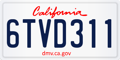 CA license plate 6TVD311