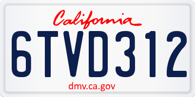 CA license plate 6TVD312