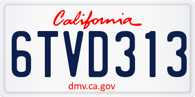 CA license plate 6TVD313