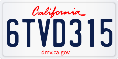 CA license plate 6TVD315