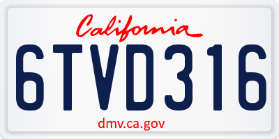 CA license plate 6TVD316