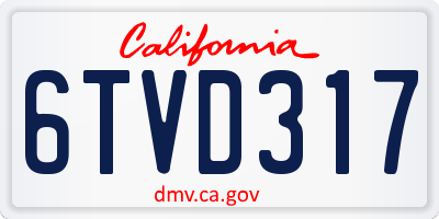 CA license plate 6TVD317