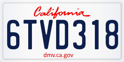 CA license plate 6TVD318