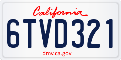 CA license plate 6TVD321